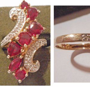 SUZANNE SOMERS Gold Vermeil Faux Ruby/Diamond Ring